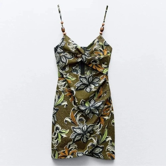 ZARA CUT OUT PRINT MINI DRESS - Picture 2 of 7